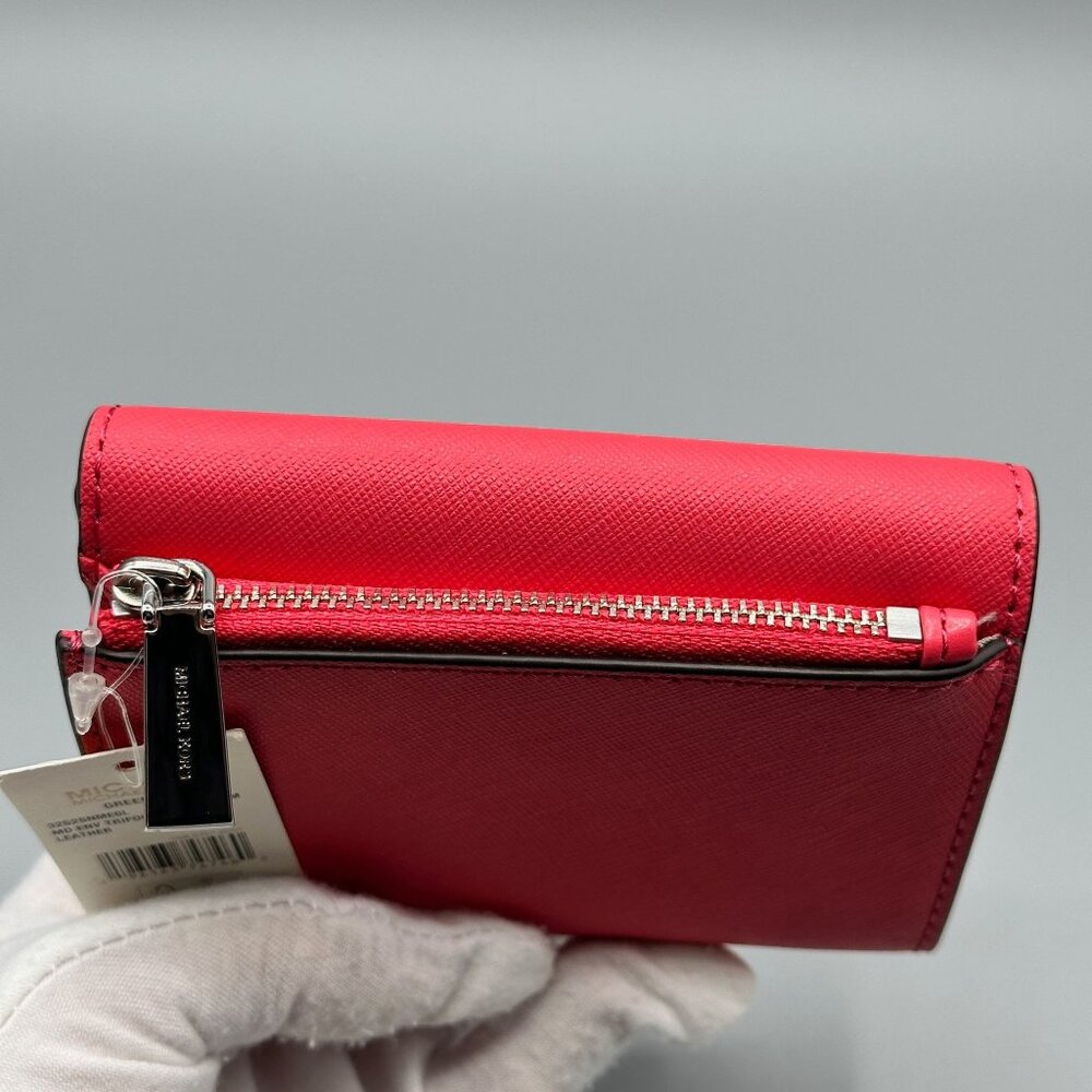 Michael Kors Greenwich Med Envelope Trifold Wallet Geranium Saffiano NWT *READ* - Picture 3 of 16